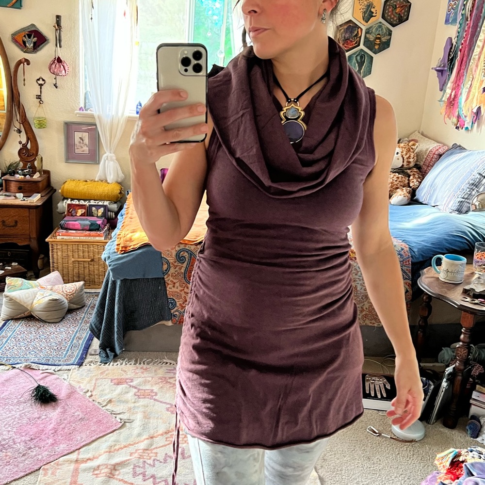 Raw Earth Wild Sky Cowl Tunic, purple S